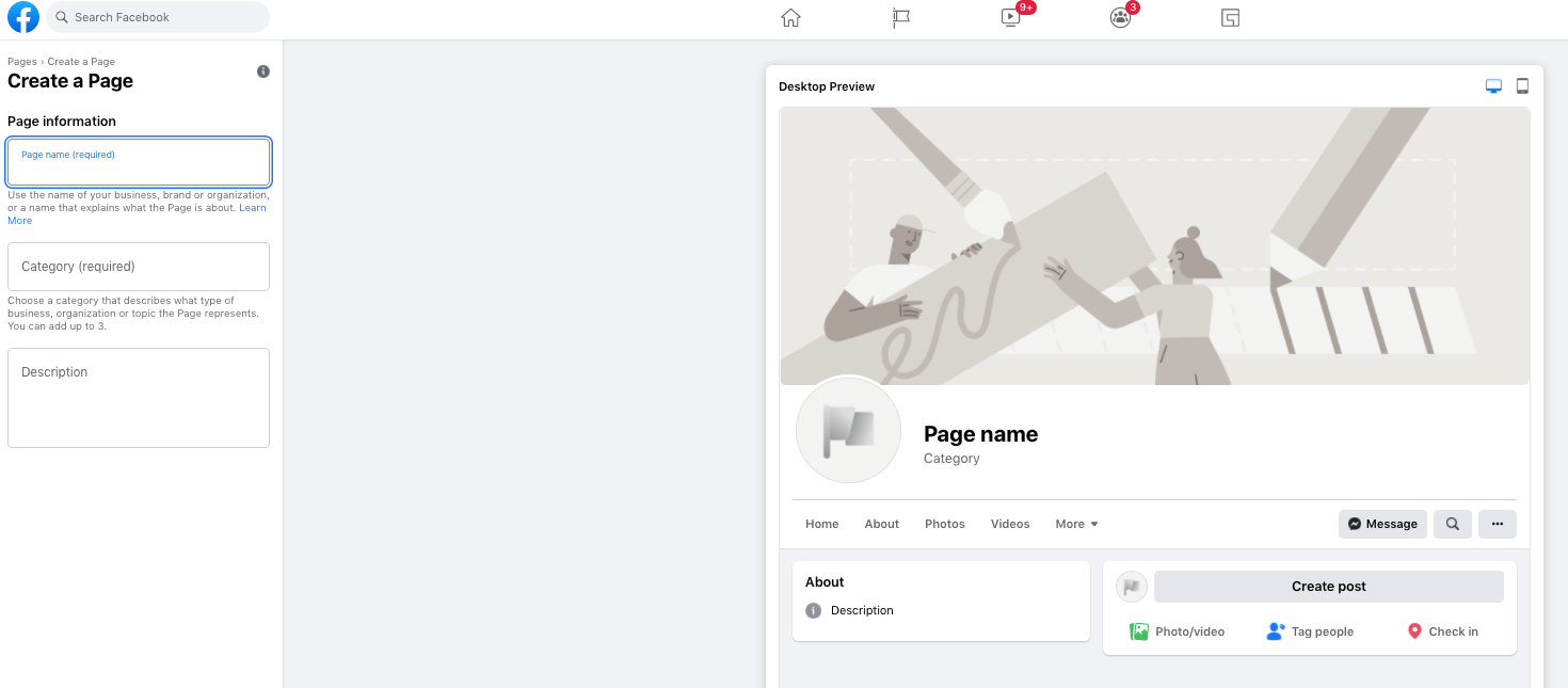 make a facebook page for a business