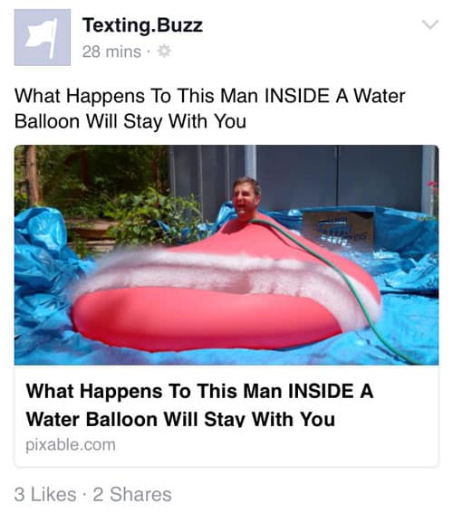 Clickbait link preview on Facebook