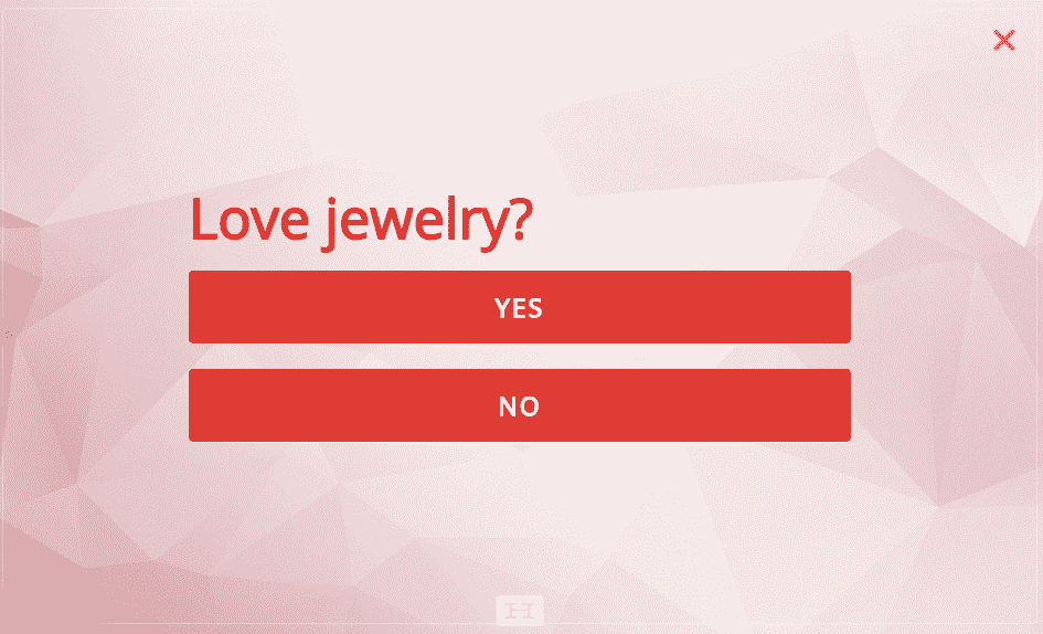 Popup asking if you love jewelry