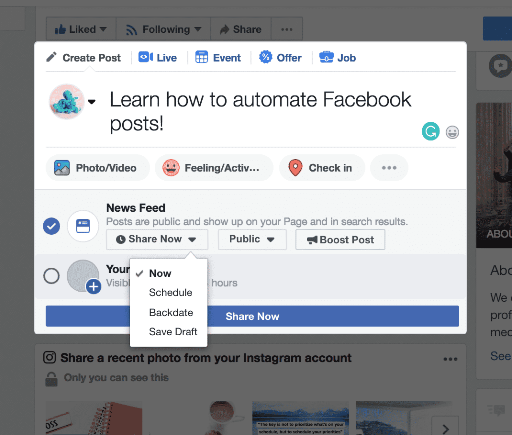 auto comment on share post on facebook