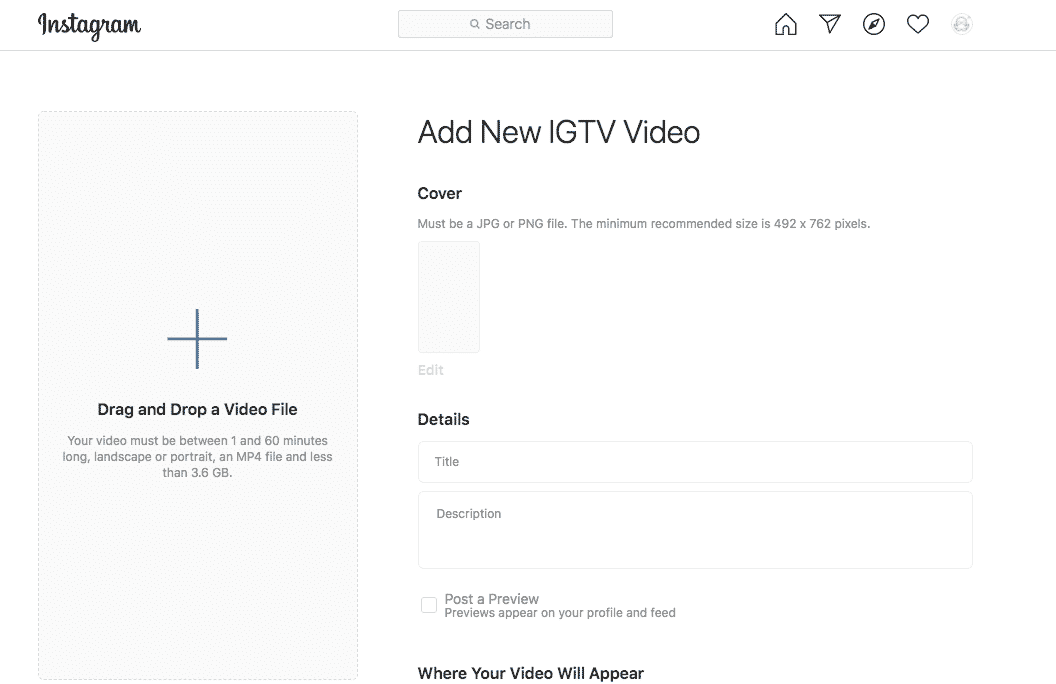upload igtv video desktop