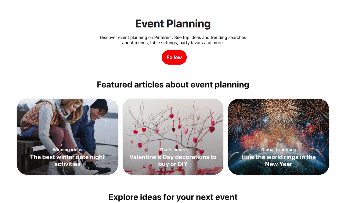 event planning category