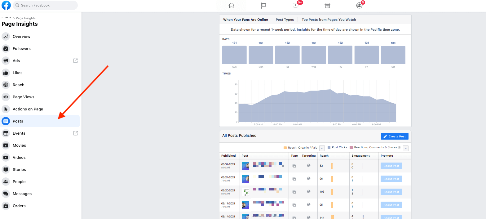 Facebook page insights 