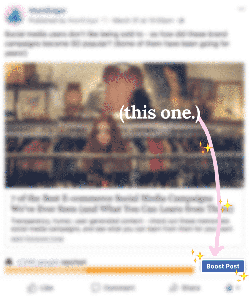 Facebook post with the Boost Post button circled