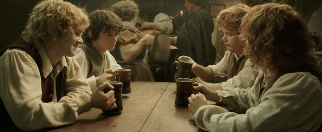 Hobbits toasting LOTR
