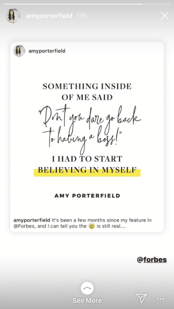 amy porterfield example instagram story
