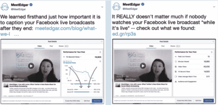 Two tweets about facebook live