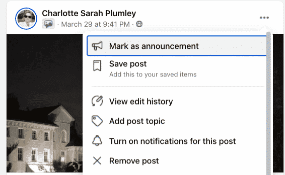 how to pin a post in a facebook group